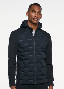 Hackett Arm Zip Vadderad Hoodie Tröjor Herr Svarta | HBWDCL-216