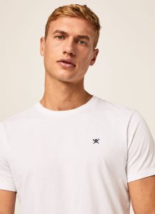 Hackett Basic Embroidered Logo T-shirt Herr Vita | KDVWXO-530