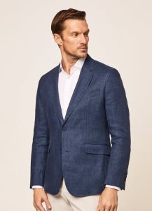 Hackett Delave Linen Blazers Herr Marinblå | HCDSKE-692