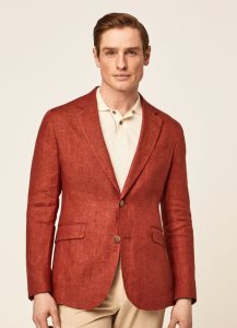 Hackett Delave Linen Blazers Herr Orange | PDOGZR-843