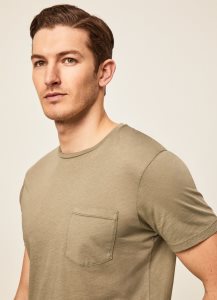 Hackett Garment Dyed T-shirt Herr Khaki | HSADEO-972