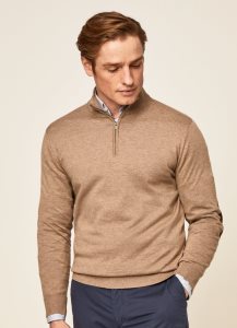 Hackett Half-zip Bomull Jersey Stickat Herr Grå Bruna | BKZVNE-438