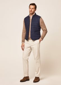 Hackett Linen Bomull Gilet Jacka Herr Marinblå | ONVZGH-361