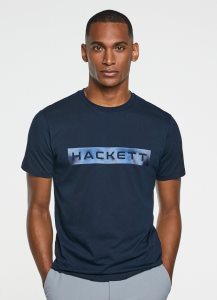 Hackett Logo Printed T-shirt Herr Marinblå | MNPDBJ-215