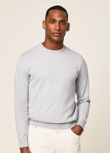 Hackett Rounded Collar Jersey Stickat Herr Blå | BJMZNK-972