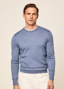 Hackett Rounded Collar Jersey Stickat Herr | OCSMRY-125