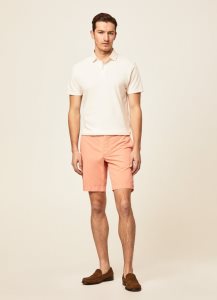 Hackett Slim Fit Bomull Linen Shorts Herr Korall | CIVBMP-493