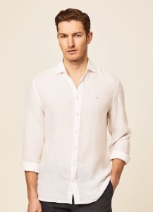 Hackett Slim Fit Linen Skjorta Herr Vita | WNHMFQ-870