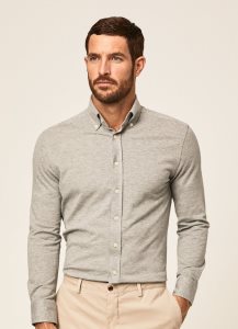 Hackett Slim Fit Pique Bomull Skjorta Herr Grå | IGXTFR-125