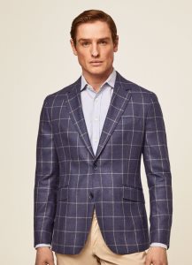 Hackett Ull Silk Blazers Herr Marinblå Grå | UJFNED-047