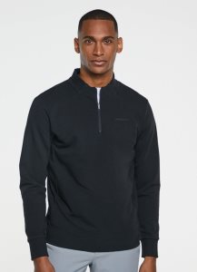 Hackett Zipped Collar Jersey Tröjor Herr Svarta | DBFTMN-078