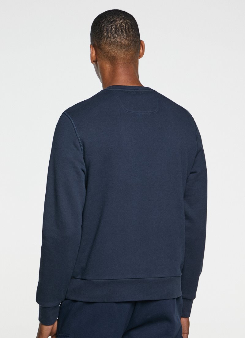 Hackett Amr Embossed Crew Neck Bomull Jumber Tröjor Herr Marinblå | LMDKHF-018