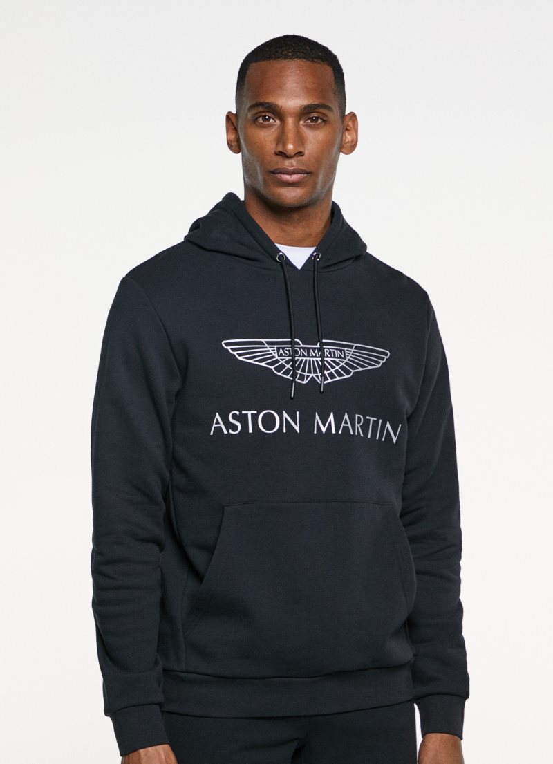 Hackett Amr Logo Hoodie Tröjor Herr Svarta | YXWNHC-716