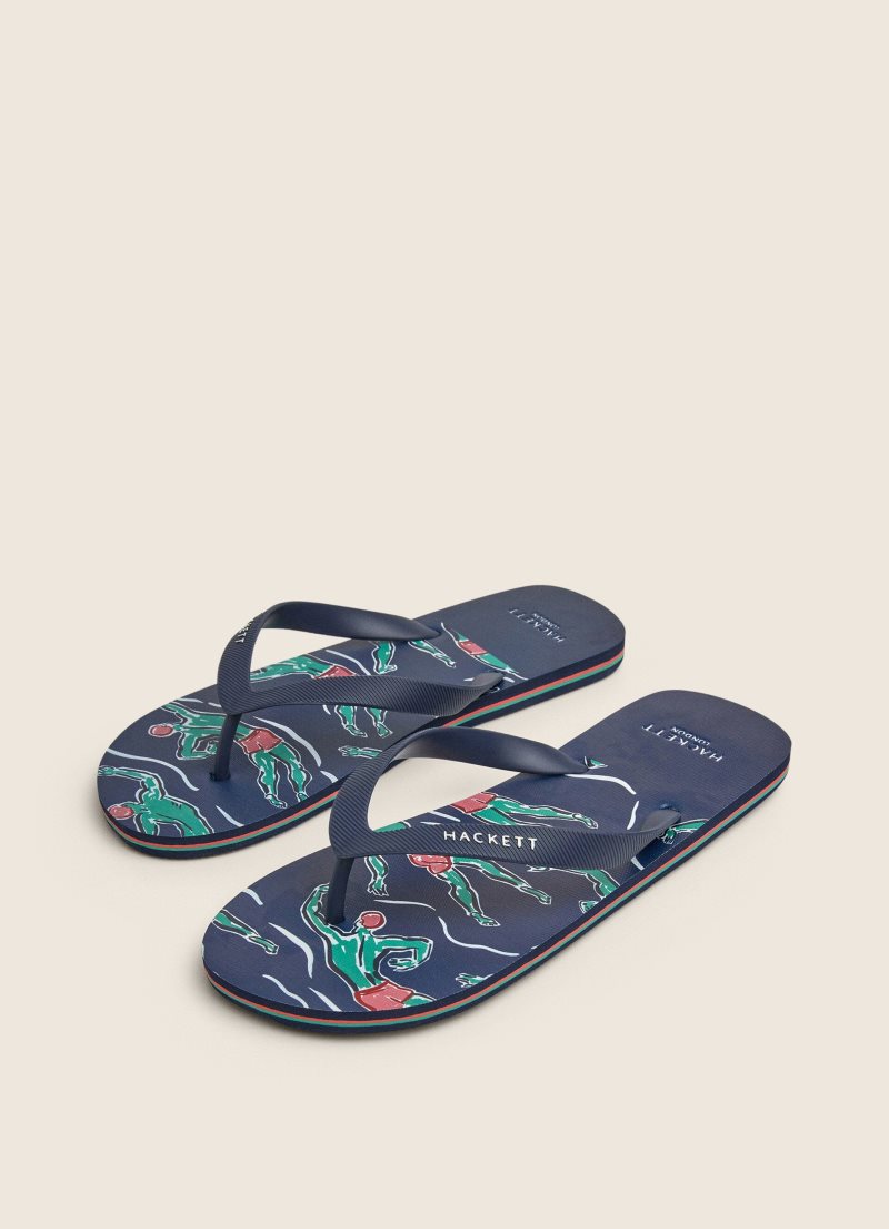 Hackett Aquatic Print Flip Flop Herr Marinblå | WEFCVX-974