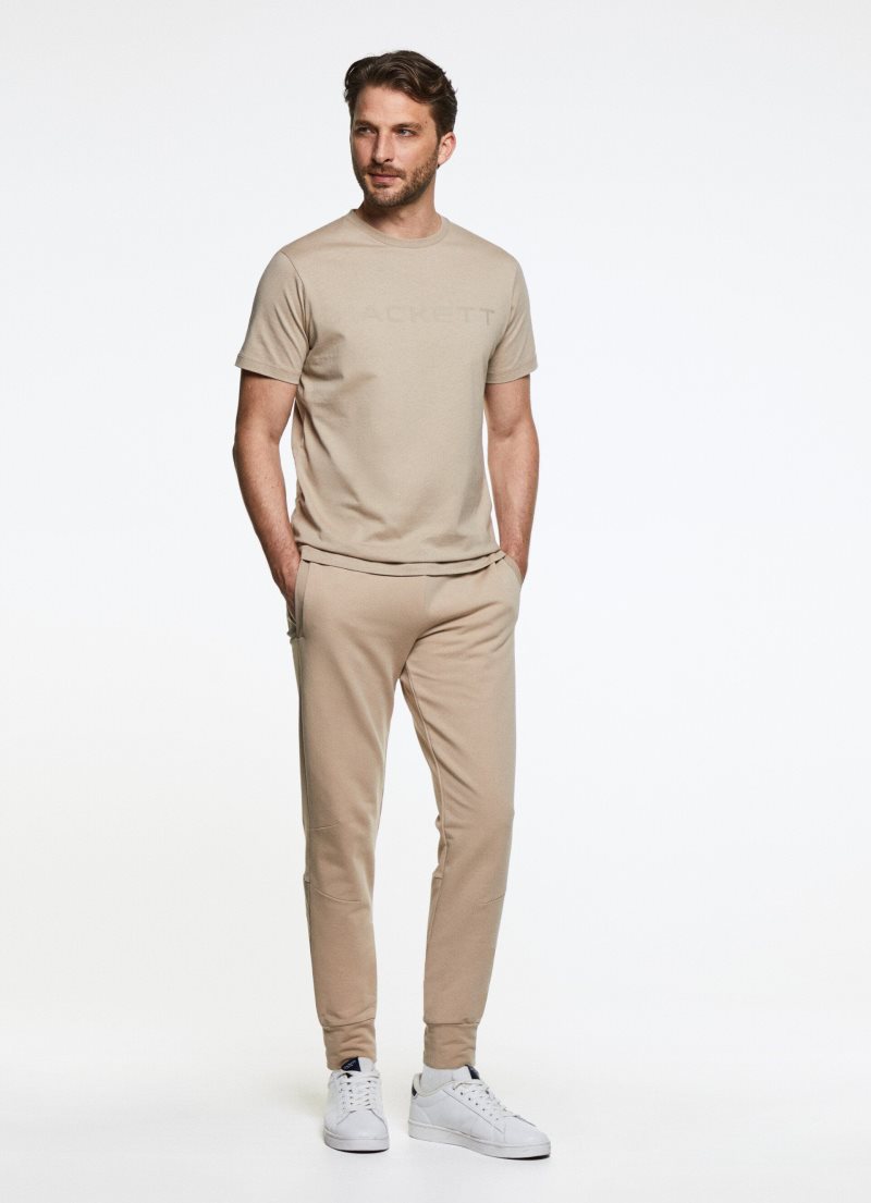 Hackett Basic Bomull T-shirt Herr Khaki | XAQDLW-821