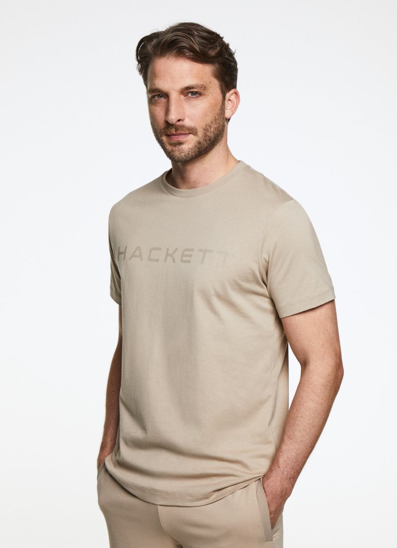 Hackett Basic Bomull T-shirt Herr Khaki | XAQDLW-821