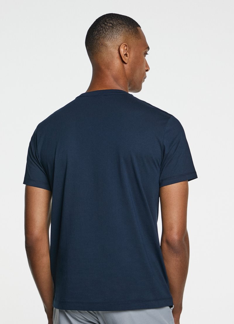 Hackett Basic Bomull T-shirt Herr Marinblå | VKNQHY-748