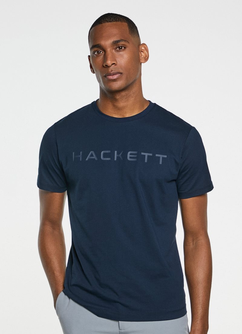 Hackett Basic Bomull T-shirt Herr Marinblå | VKNQHY-748