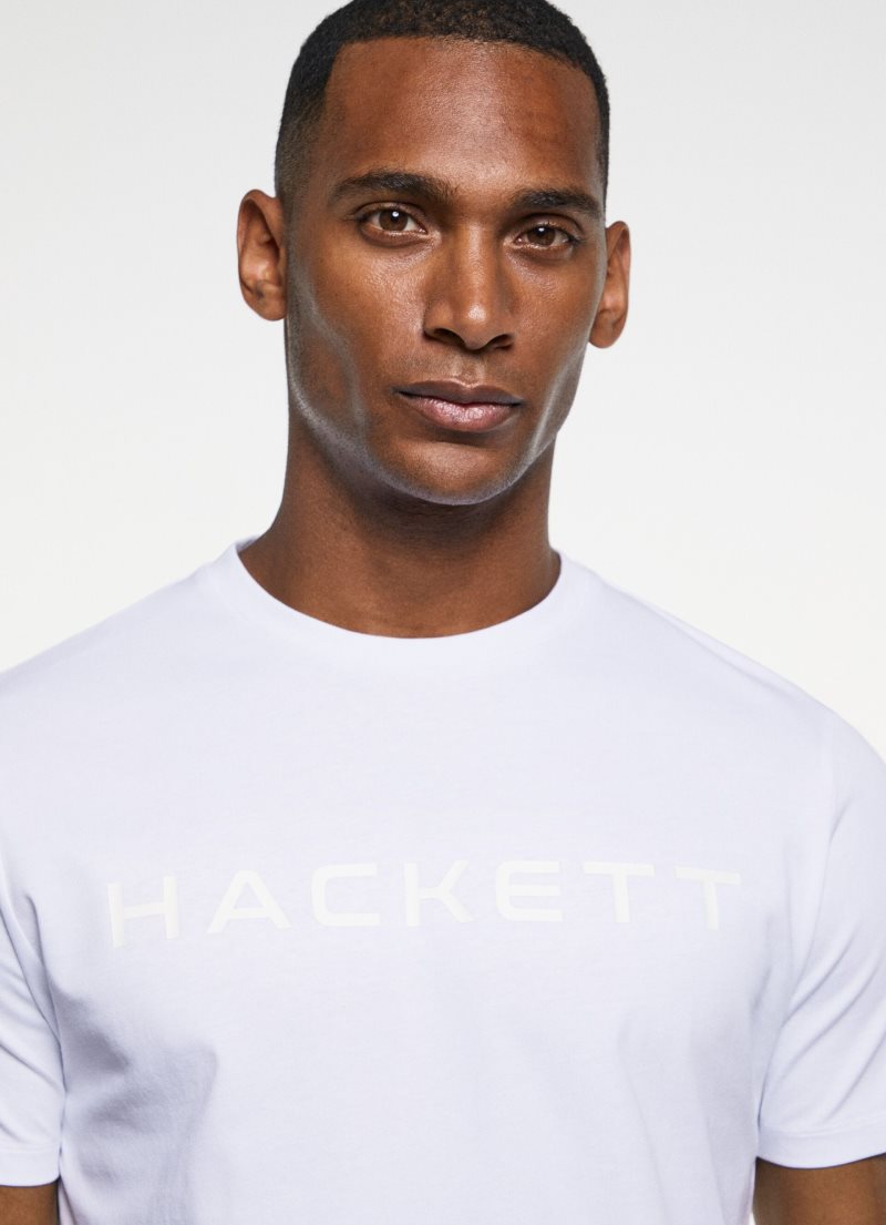 Hackett Basic Bomull T-shirt Herr Vita | DGVBYK-542