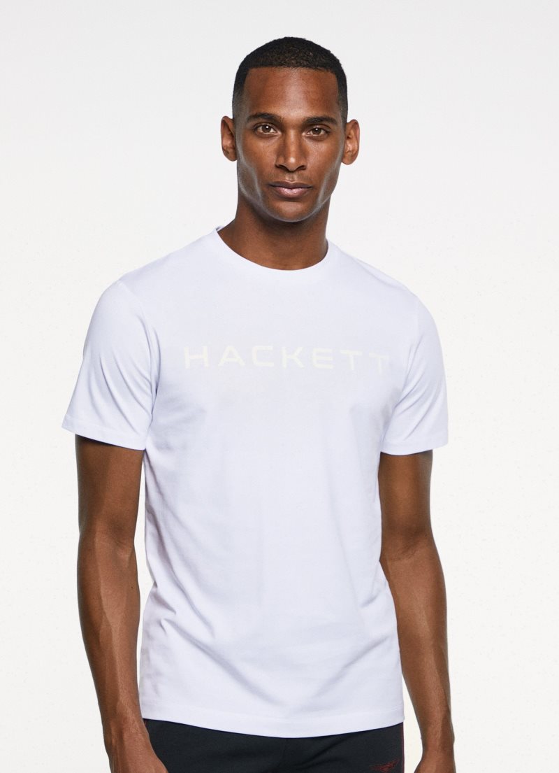 Hackett Basic Bomull T-shirt Herr Vita | DGVBYK-542