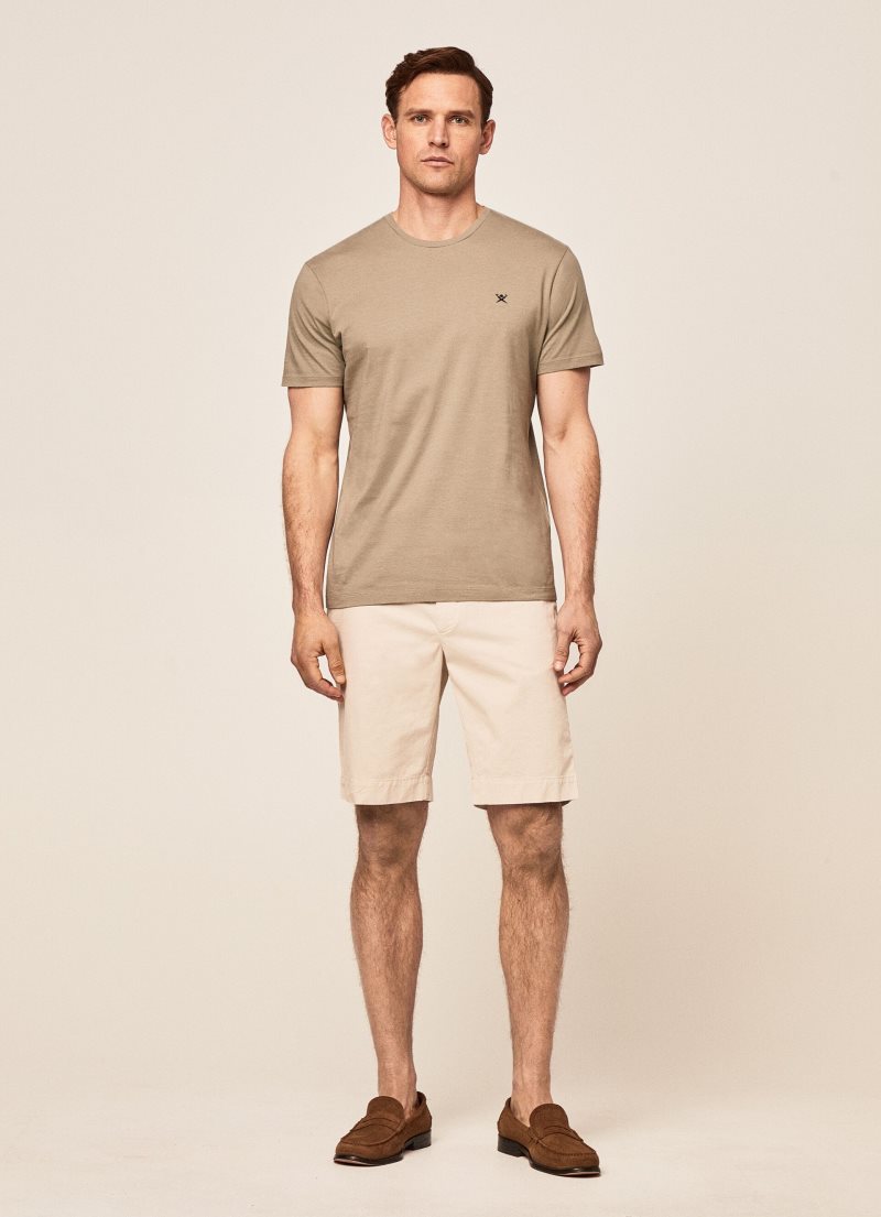 Hackett Basic Embroidered Logo T-shirt Herr Khaki | HKVIFA-745