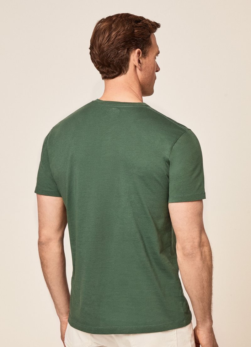 Hackett Basic Embroidered Logo T-shirt Herr Olivgröna | JSPBGR-594