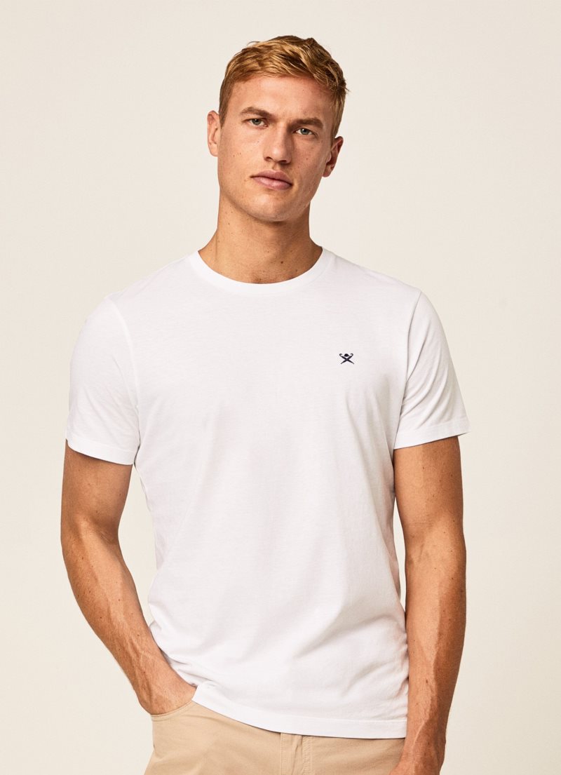 Hackett Basic Embroidered Logo T-shirt Herr Vita | KDVWXO-530