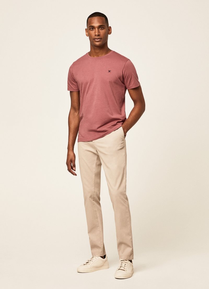 Hackett Basic Embroidered Logo T-shirt Herr Rosa | KONEBX-123