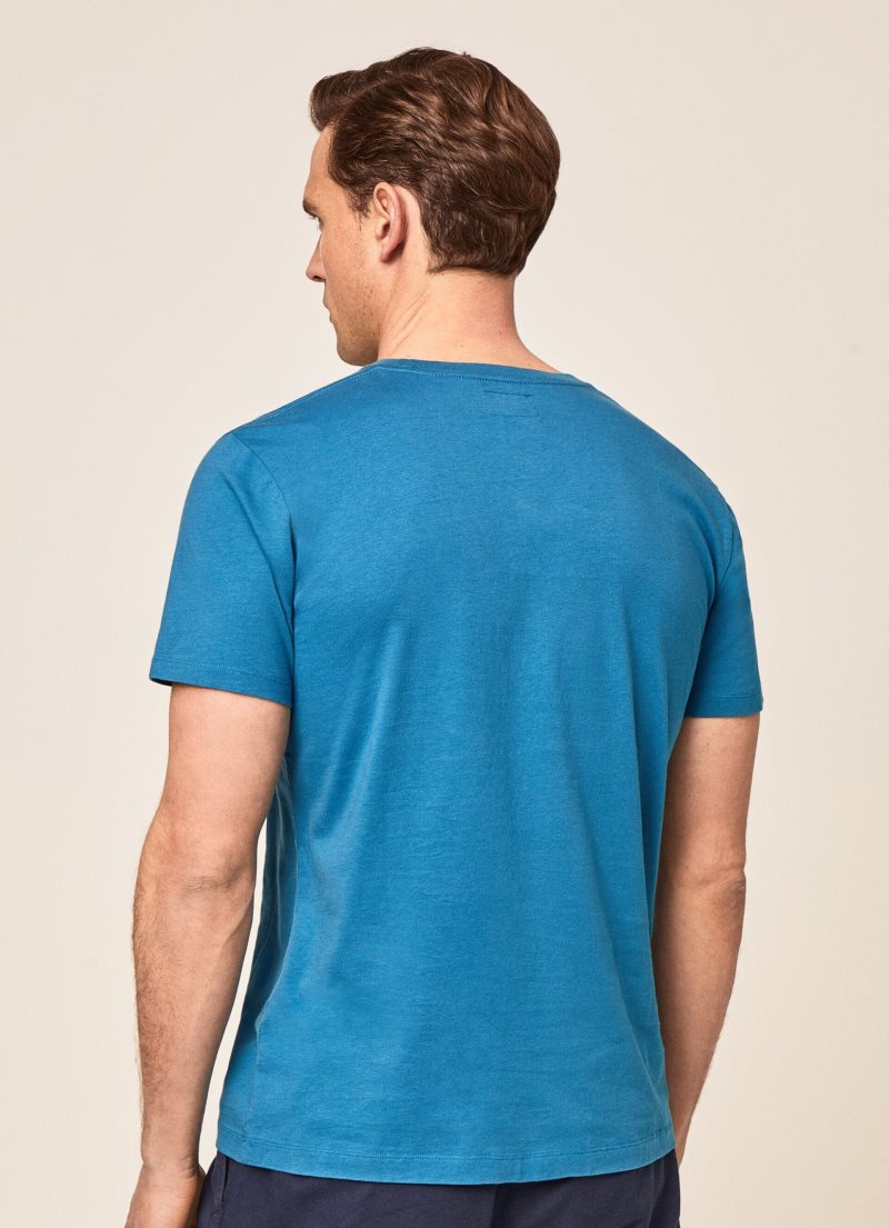 Hackett Basic Embroidered Logo T-shirt Herr Blå | PQZUDW-031