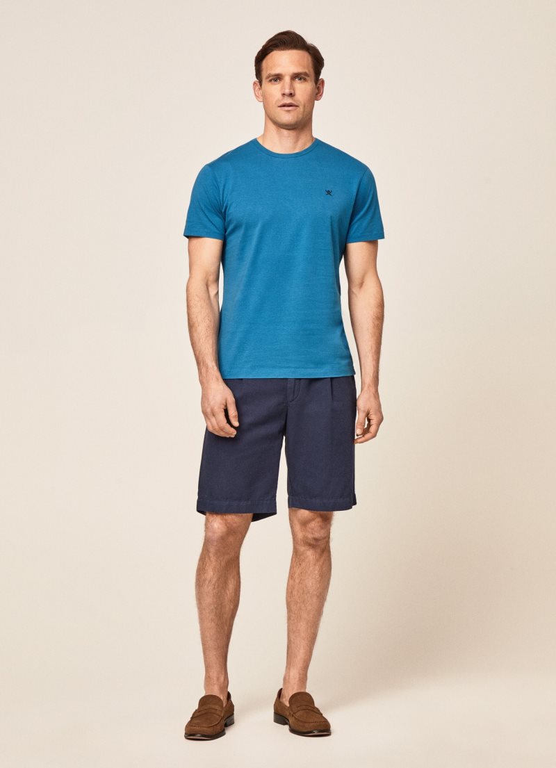 Hackett Basic Embroidered Logo T-shirt Herr Blå | PQZUDW-031