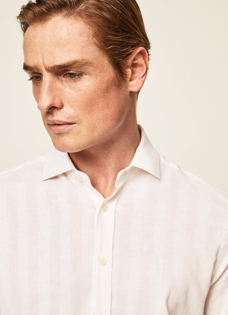 Hackett Bomull Linen Skjorta Herr Vita | AIMJCX-207