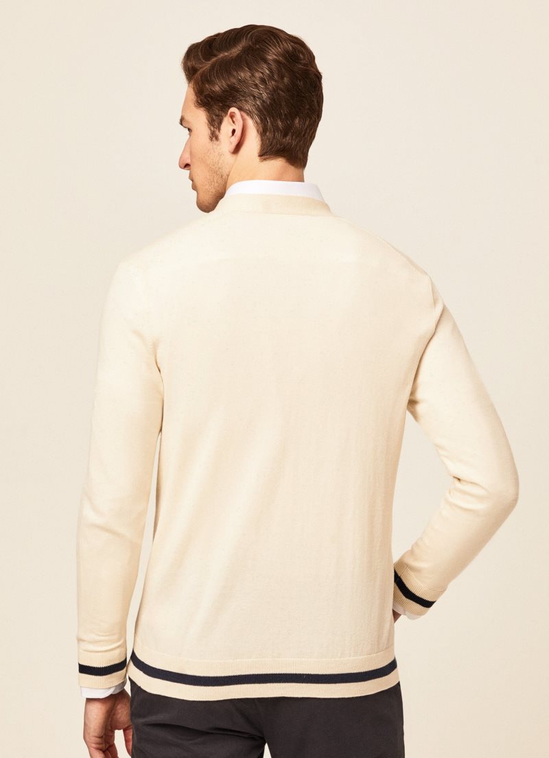 Hackett Bomull Silk Cardigan Stickat Herr Vita | LBDNGH-350