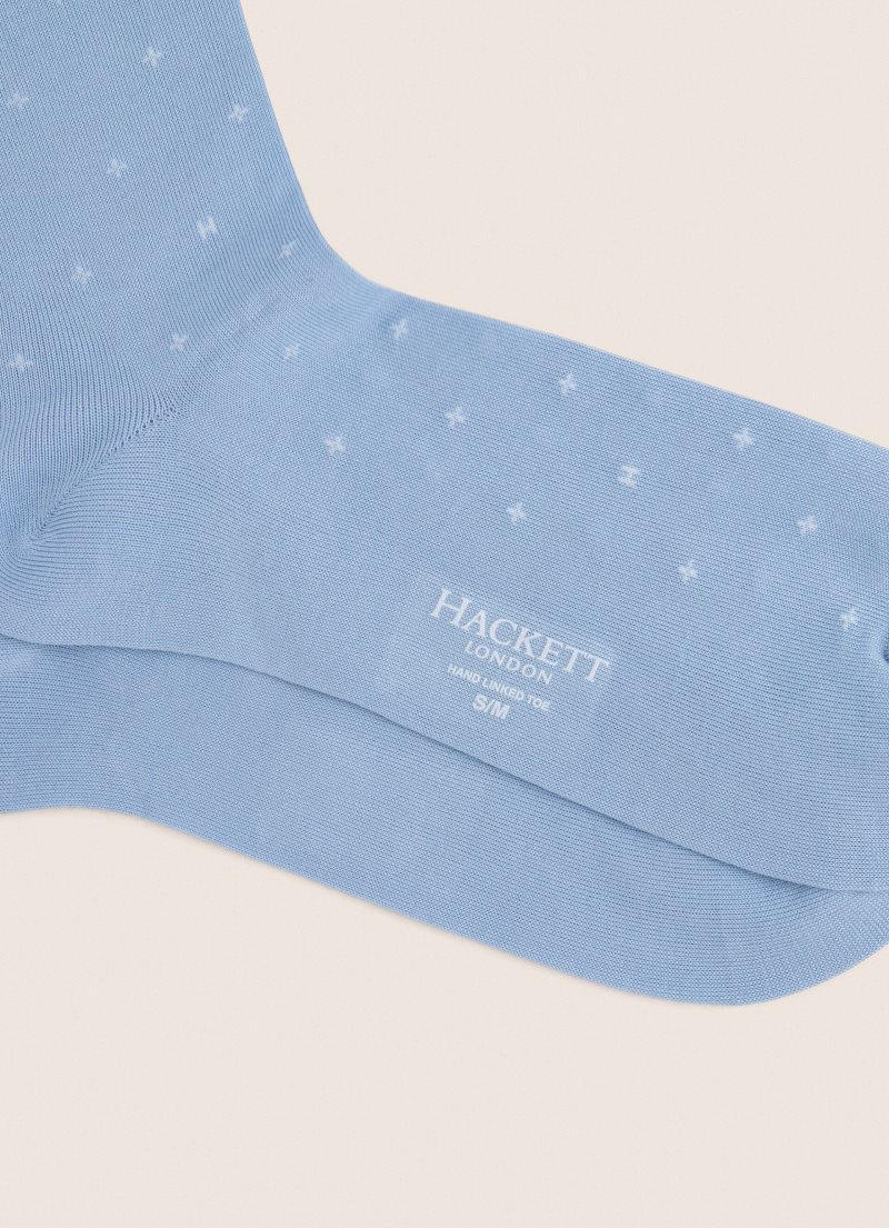 Hackett Cross Print Strumpor Herr Blå | HJLMYO-407