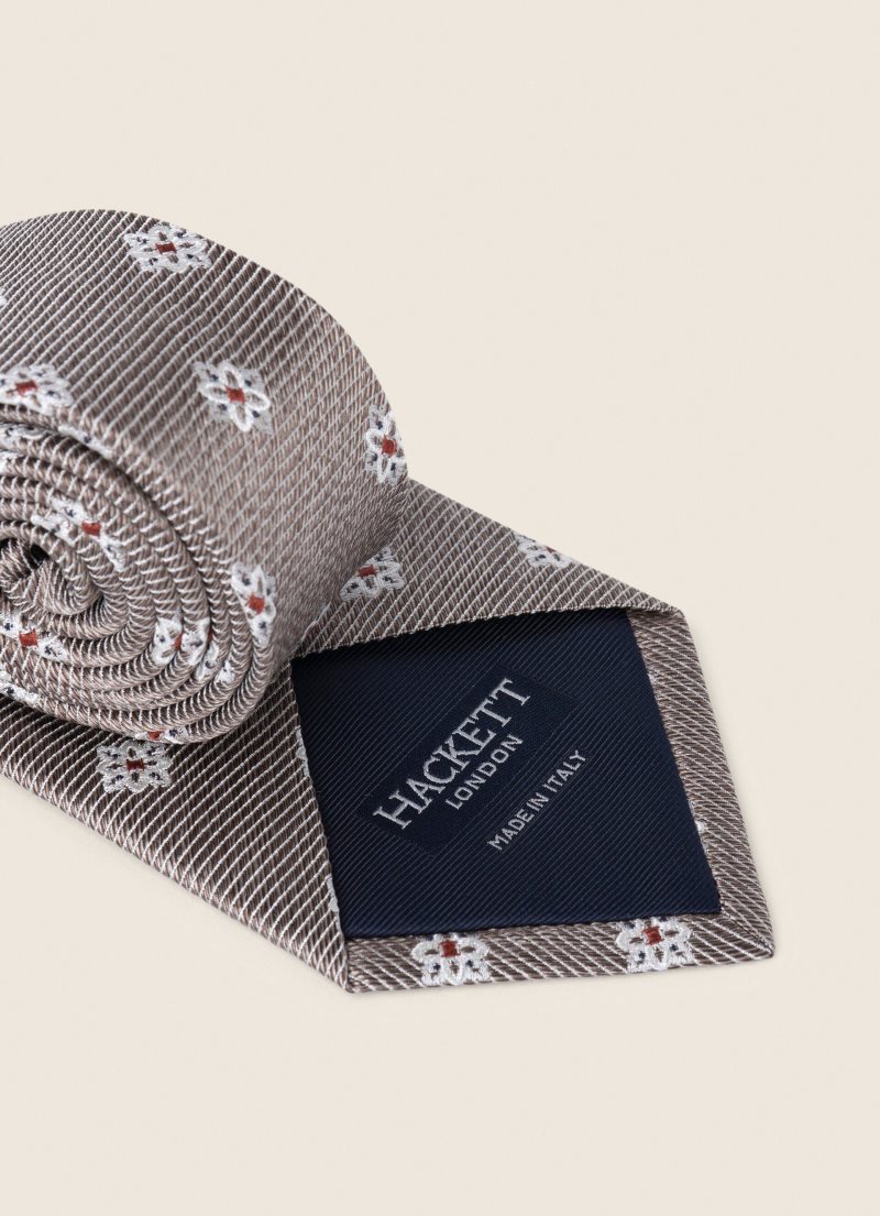 Hackett Diamonds Print Slipsar Herr Grå Bruna | SFPJXE-854