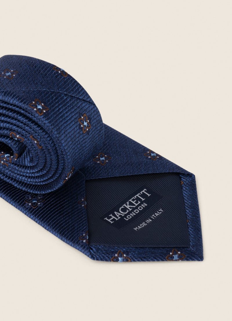 Hackett Diamonds Print Slipsar Herr Marinblå | PYBVIQ-564