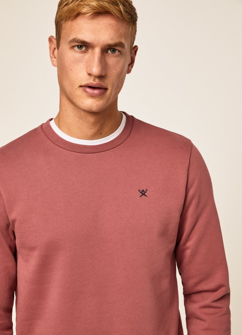 Hackett Embossed Crew Neck Logo Jumper Tröjor Herr Rosa | QWRHCY-602