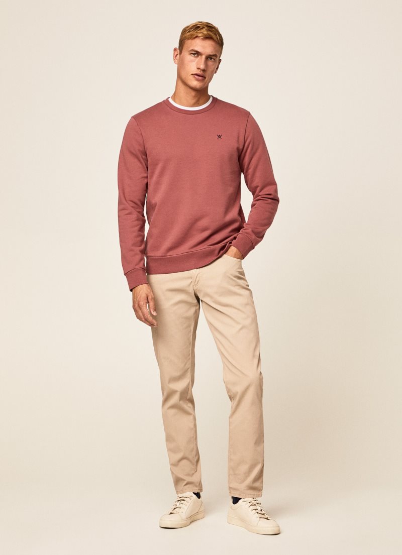 Hackett Embossed Crew Neck Logo Jumper Tröjor Herr Rosa | QWRHCY-602