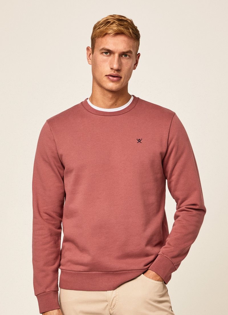 Hackett Embossed Crew Neck Logo Jumper Tröjor Herr Rosa | QWRHCY-602