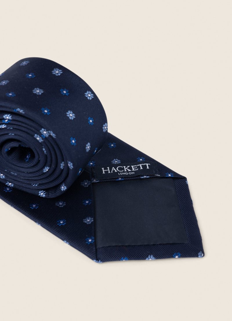 Hackett Floral Print Slipsar Herr Marinblå | YPJSIQ-380