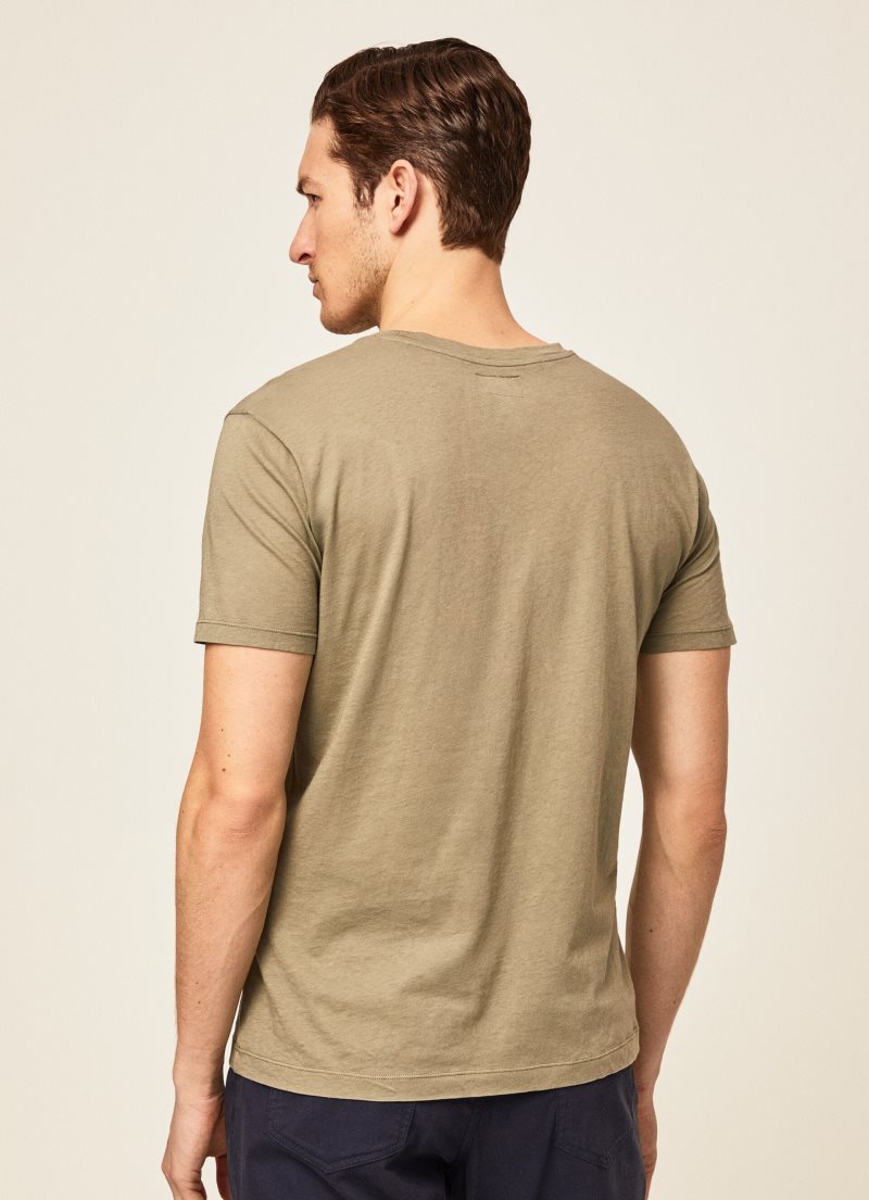 Hackett Garment Dyed T-shirt Herr Khaki | HSADEO-972