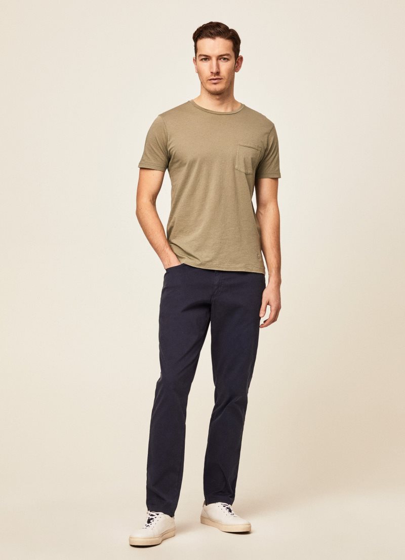 Hackett Garment Dyed T-shirt Herr Khaki | HSADEO-972