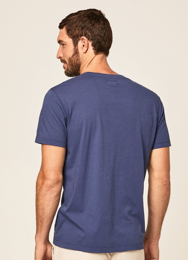 Hackett Garment Dyed T-shirt Herr Marinblå | IGJMSE-630