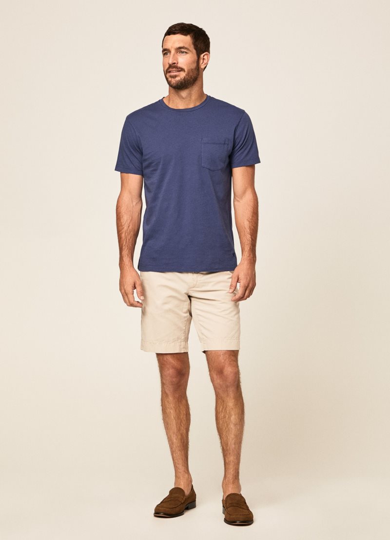 Hackett Garment Dyed T-shirt Herr Marinblå | IGJMSE-630