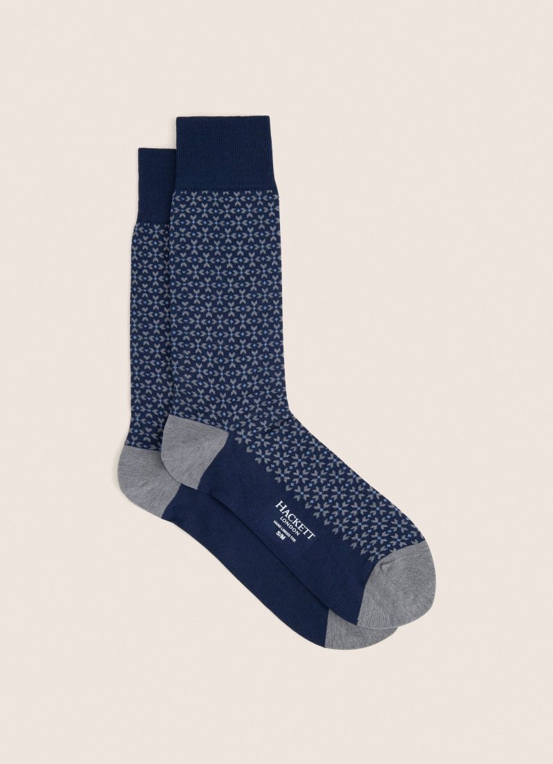 Hackett Geometric Print Strumpor Herr Marinblå | WCFAUY-857