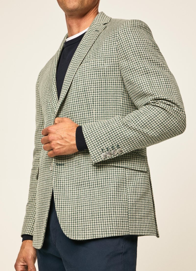 Hackett Houndstooth Blazers Herr Gröna Beige | GFQYSP-352