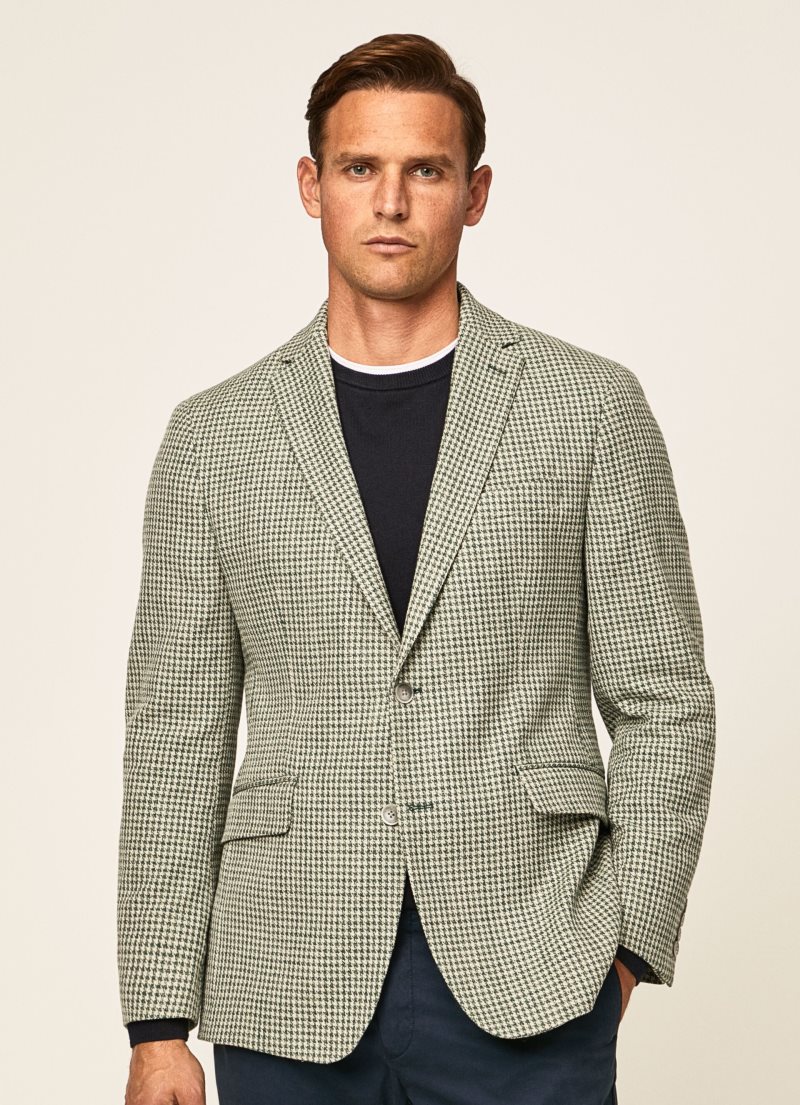 Hackett Houndstooth Blazers Herr Gröna Beige | GFQYSP-352