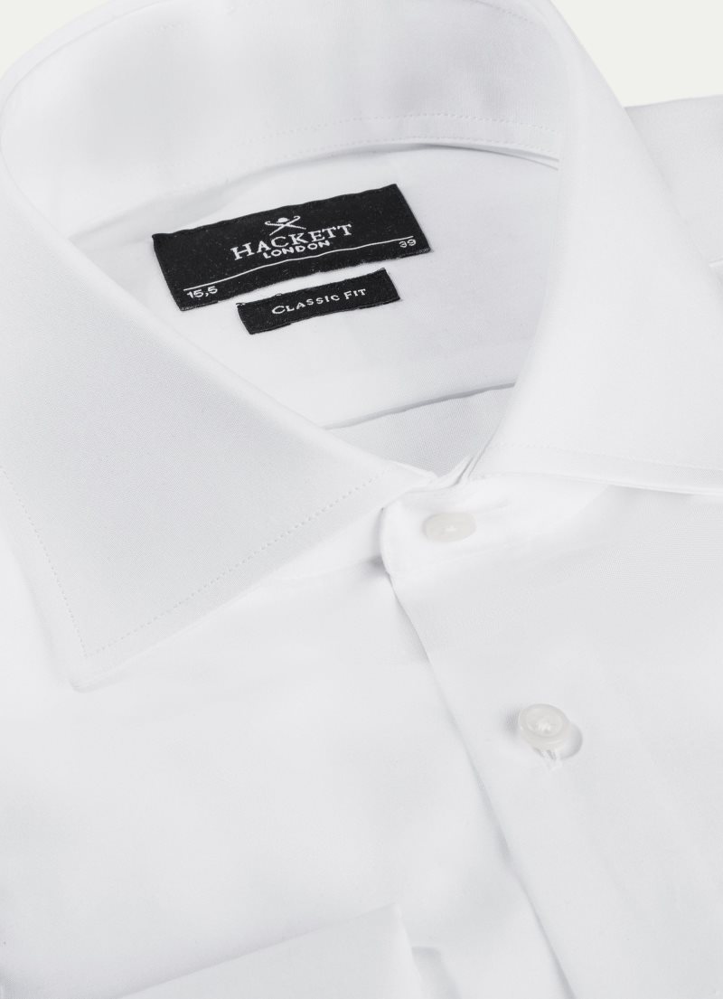 Hackett Klassiska Fit Bomull Poplin Skjorta Herr Vita | QSDOLM-480