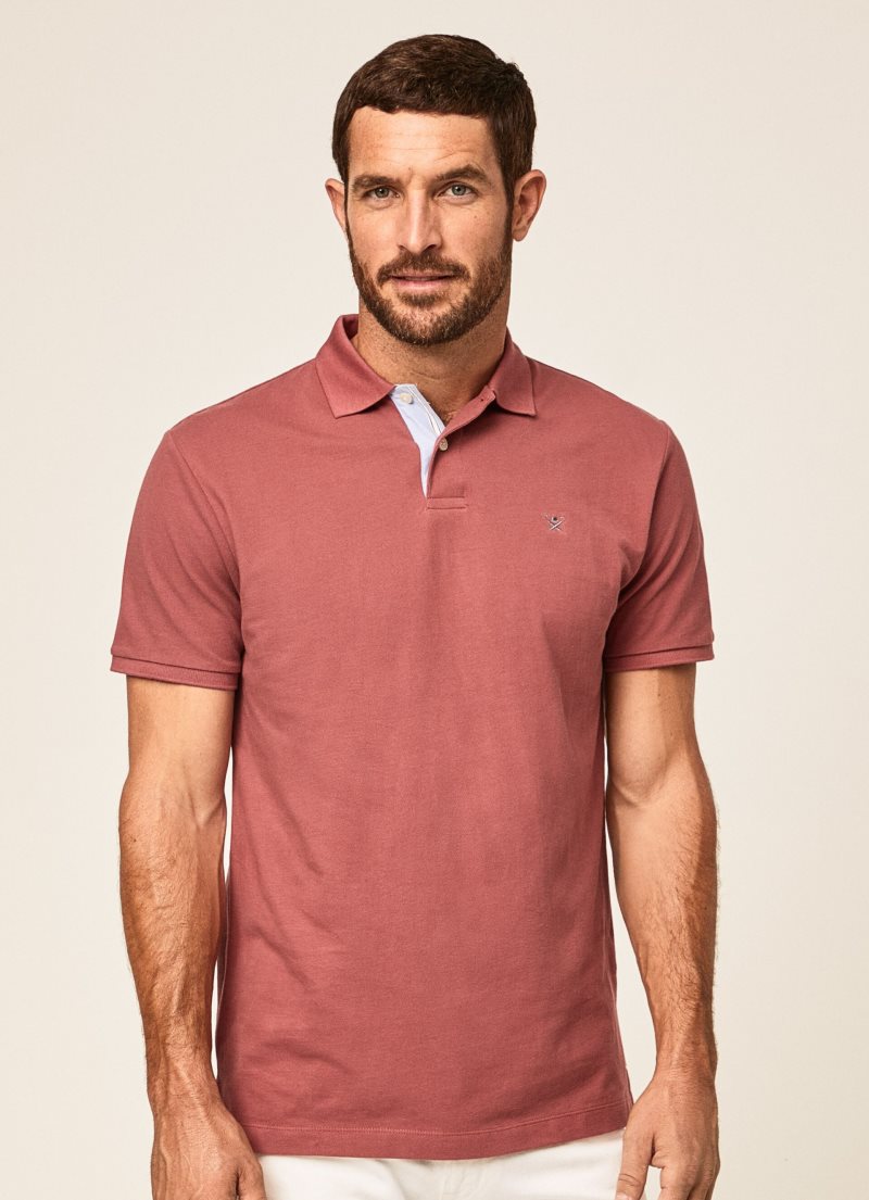 Hackett Klassiska Fit Korta Sleeve Piketröja Herr Rosa | JSVGPM-794