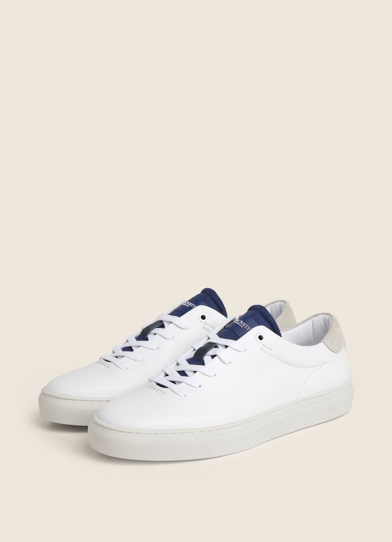 Hackett Klassiska Läder Sneakers Träningsskor Herr Vita | FMSARI-925