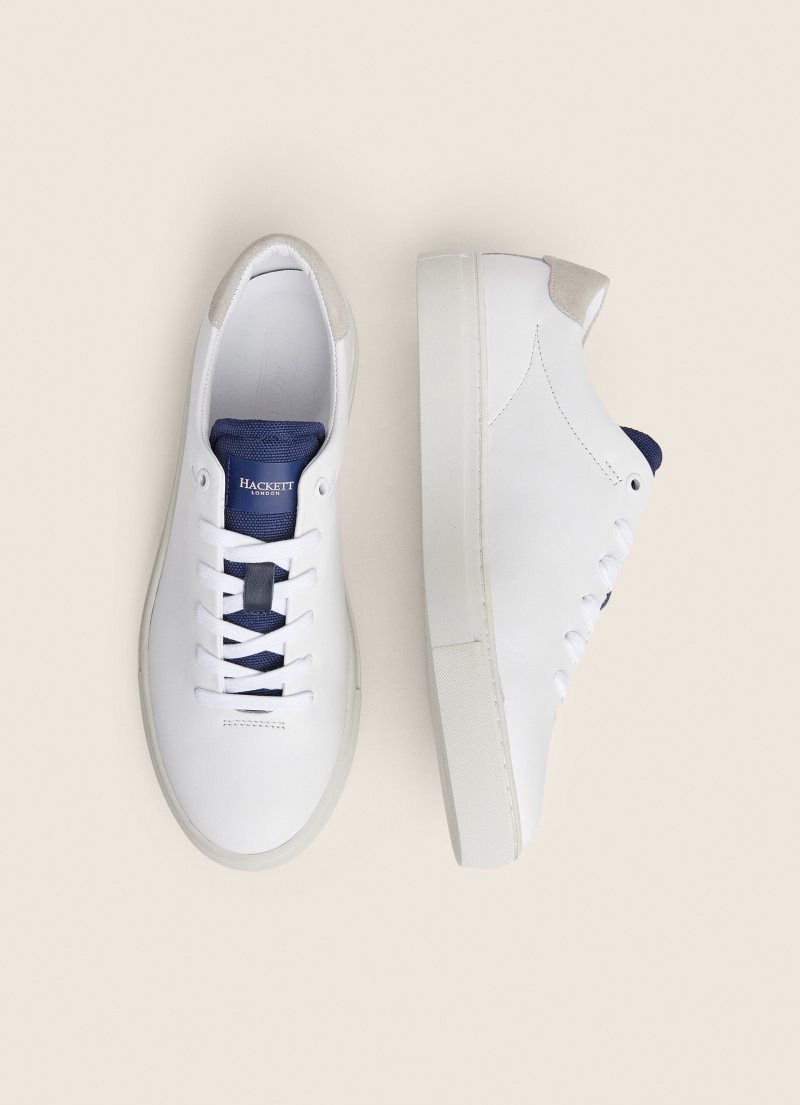 Hackett Klassiska Läder Sneakers Träningsskor Herr Vita | FMSARI-925